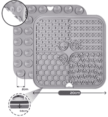 Camerazar Antistresová lízacia podložka pre psy a mačky, sivá, silikónová, 20x20 cm