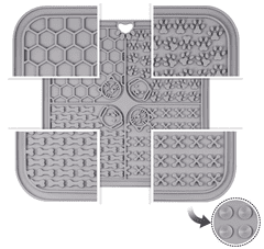 Camerazar Antistresová lízacia podložka pre psy a mačky, sivá, silikónová, 20x20 cm