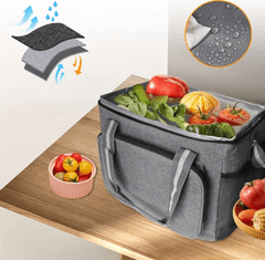 Camerazar Termo taška na jedlo LUNCH BOX, nepremokavá tkanina Oxford + EVA, 23 x 32 x 19 cm, čierna