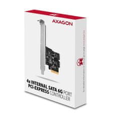 AXAGON PCES-SA4X4, PCIe radič - 4x interný SATA 6G port, ASM1164, SP & LP