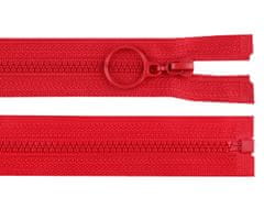 Kostený zips No 3 dĺžka 40 cm s krúžkom - červená