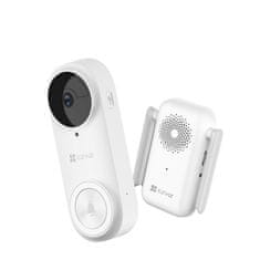 EZVIZ šikovný zvonček s kamerou DB2 3K (5MP)/ Wi-Fi/ videotelefón/ bezdrôtový zvonček/ rozlíšenie 2544x1888/ IP65/ biely