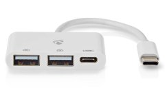 Nedis CCGB64785WT01 - USB hub| 1x USB-C | 1x USB-C / 2x USB 2.0 A Female | 3 Porty port(s) | Napájanie z USB