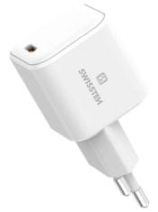 SWISSTEN Sieťový Adaptér GaN 1x USB-C 45W PD Biely