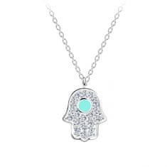 Flor de Cristal Strieborný náhrdelník Hamsa