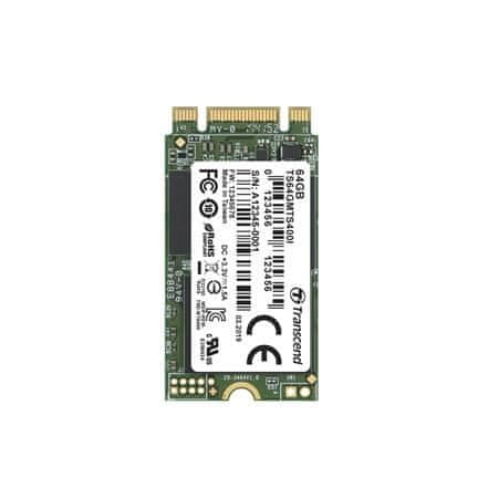 Transcend MTS400I 64 GB Industrial SSD disk M.2 2242, SATA III 6 Gb/s (MLC), 530 MB/s R, 105 MB/s W