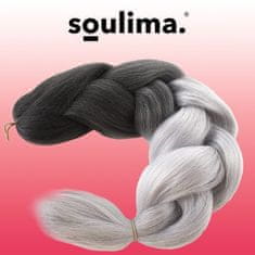 Soulima Syntetické ombré vrkoče , sivé/sivé/čierne/ružové/ružové/modré/fialové, dĺžka 60 cm