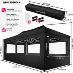 tectake Skladací altánok Viola 3 x 6 m so 4 bočnicami