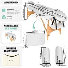 tectake Masážne lehátko Freddi – 2 zóny s kolieskami a dreveným rámom