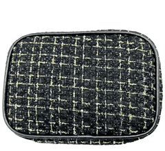 Camerazar Elegantný čierny kozmetický kufrík so zlatou niťou, polyester, 21,5x12x15 cm