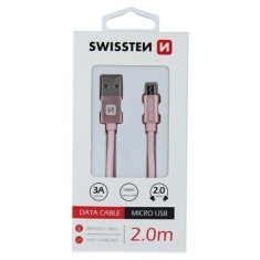 SWISSTEN USB/microUSB 2m, ružovo-zlatý