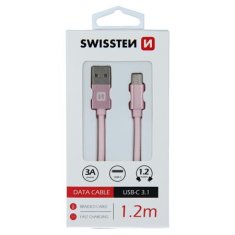 SWISSTEN USB/USB-C 1.2m, ružovo-zlatý