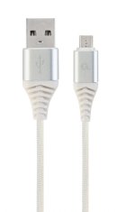 Gembird Kábel CABLEXPERT USB 2.0 AM na MicroUSB (AM/BM), 1m, opletený, bielo-strieborný, blister, PREMIUM QUALITY