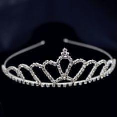 Camerazar Krištáľová tiara Tiara na svadobné ozdoby do vlasov, dĺžka 13 cm, výška 3,5 cm, materiál cínový drôt