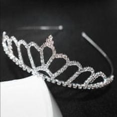 Camerazar Krištáľová tiara Tiara na svadobné ozdoby do vlasov, dĺžka 13 cm, výška 3,5 cm, materiál cínový drôt