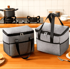 Camerazar Termo taška LUNCH BOX s izoláciou, sivá, nepremokavý materiál, 23x20x17,5 cm