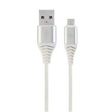 Gembird Kábel CABLEXPERT USB 2.0 AM na MicroUSB (AM/BM), 1m, opletený, bielo-strieborný, blister, PREMIUM QUALITY