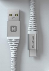 Swissten dátový kábel kevlar usb/usb-c 1,5 m biely