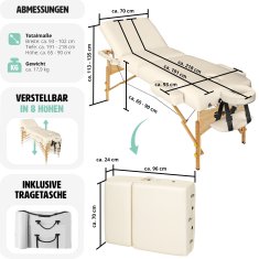 tectake Skladacie masážne lehátko Somwang -3zóny, 7,5 cm polstrovaním