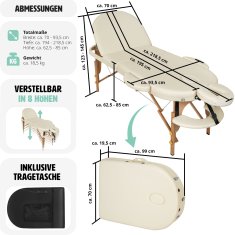 tectake Skladacie masážne lehátko Sawsan 3 zóny, 5cm