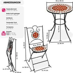 tectake Záhradný nábytok MOZAIKA okrúhly stôl a 2 stoličky