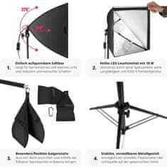 tectake Štúdiové svetlo a softbox so statívom