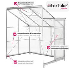 tectake Skleník 192 x 128 x 202 cm - polykarbonátová prístavba k múru + základňa