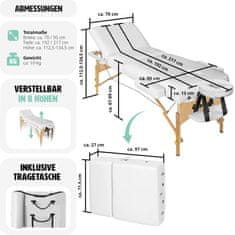 tectake Skladacie masérske drevené ležadlo, 3 zóny, 10 cm čalúnenie