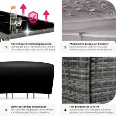 tectake Záhradný ratanový nábytok 8 + 1 vrč. ochrannej plachty