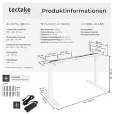 tectake Rám stola elektr. výškovo nastaviteľný s funkciou pamäte extra široký 110-190x68x58-123cm