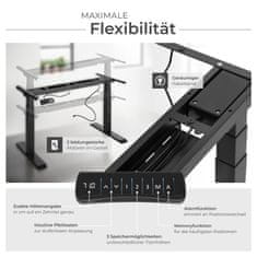 tectake Rám stola elektr. výškovo nastaviteľný s funkciou pamäte extra široký 110-190x68x58-123cm