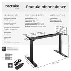 tectake Rám stola elektr. výškovo nastaviteľný s funkciou pamäte extra široký 110-190x68x58-123cm