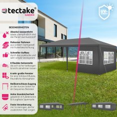 tectake Skladací pavilón Elasa 9x3m s 8 bočnými stenami