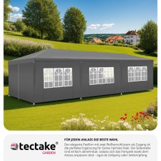 tectake Skladací pavilón Elasa 9x3m s 8 bočnými stenami