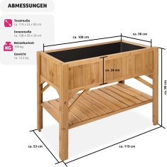 tectake Vyvýšený záhon s poličkou 119x53x90cm