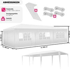 tectake Skladací pavilón Elasa 9x3m s 8 bočnými stenami