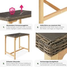 tectake Ratanový barový stôl Kutina 96x65x100cm