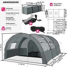 tectake Tunelový stan Roskilde pre 6 osôb