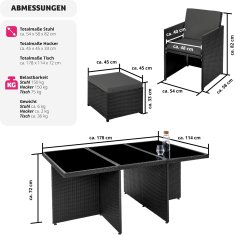 tectake Záhradný ratanový nábytok New York 6 + 4 + 1 s ochranným obalom, varianta 2