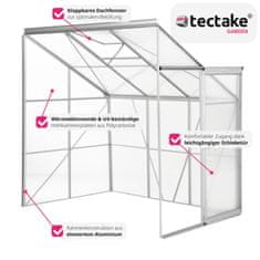 tectake Skleník 192 x 128 x 202cm polykarbonátová prístavba k stene bez základne