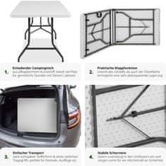 tectake Záhradný stôl skladací biely 183x76x74cm