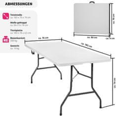 tectake Záhradný stôl skladací biely 183x76x74cm