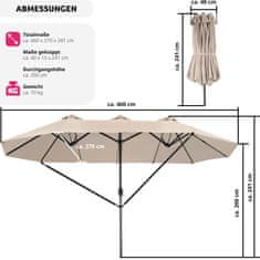 tectake Slnečník Silia 460x270cm extra široký s ochranným poťahom