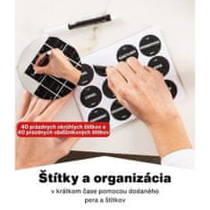 Deco Haus Bambusový organizér do zásuvky s koreničkami - 3-poschodový organizér do zásuvky - kuchynský organizér, organizér do zásuvky s 24 koreničkami, 280 štítkami na korenie, štetcom a lievikom