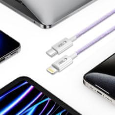 Tech-protect Ultraboost Lite kábel USB-C / Lightning PD 27W / 3A 1m, fialový