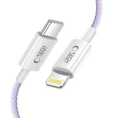 Tech-protect Ultraboost Lite kábel USB-C / Lightning PD 27W / 3A 1m, fialový