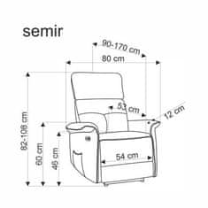 Halmar Elektrické rozkládací křeslo SEMIR s funkcí elektrického rozkládání / zásuvka USB, námořnická (2p=1szt) (2 Karton)