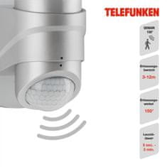 BRILONER BRILONER TELEFUNKEN LED vonkajšie svietidlo so čidlom 24 cm 16W 1600lm strieborná TF 304304TF