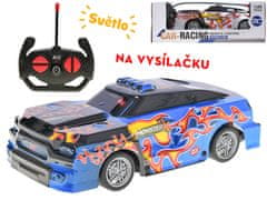 R/C auto závodné 20 cm plná funkcia so svetlom 27 MHz (strieborná, modrá)