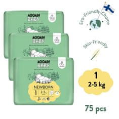 Moomin Baby mesačné balenie eko plienok 1 Newborn 2–5 kg, 75 ks